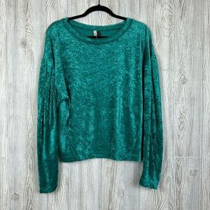 We the Free Free People Milan Crushed Velvet Layering Top Green Size Smalll